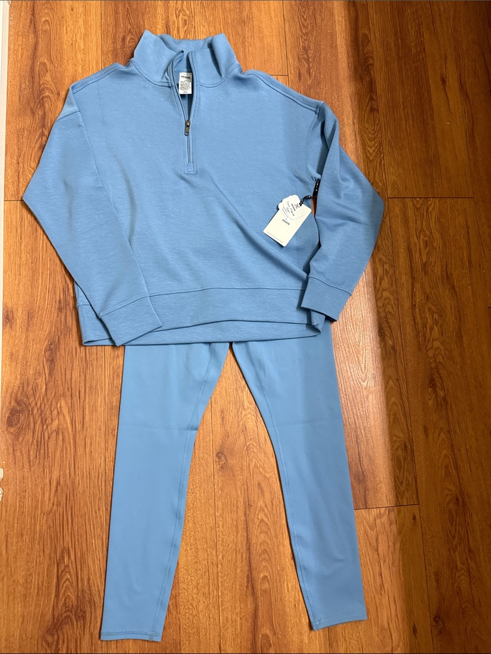 Light Blue Half-Zip Pullover & Legging Set